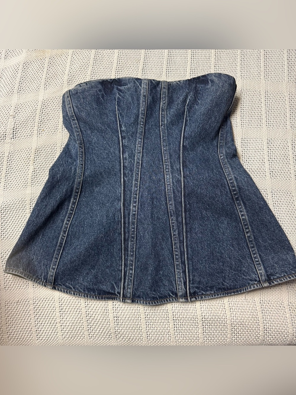 Agolde Dark Blue Denim Bustier Zippered